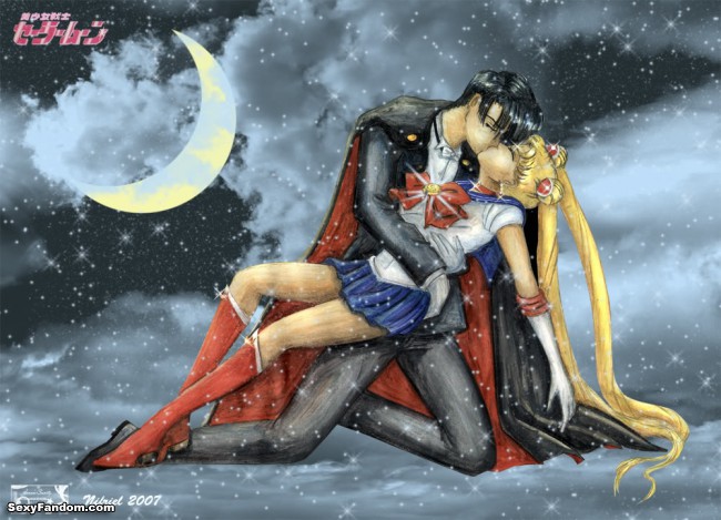 tuxedo mask sailor moon kissing