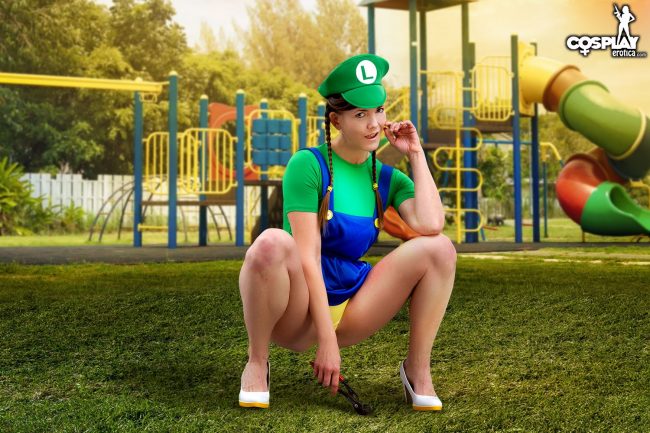 CosplayErotica: Gogo Amuses Herself As Luigi 