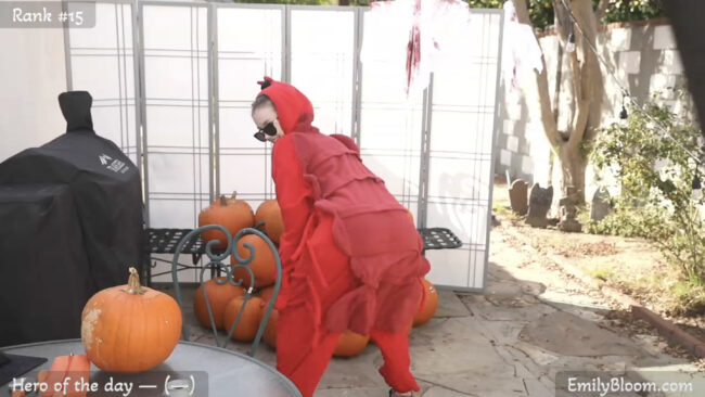 EmilyBloom Threatens Some Pumpkins With Her Lobster Claws