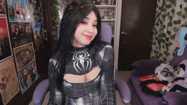 Emili_cute Swings Into Her Symbiote Suit