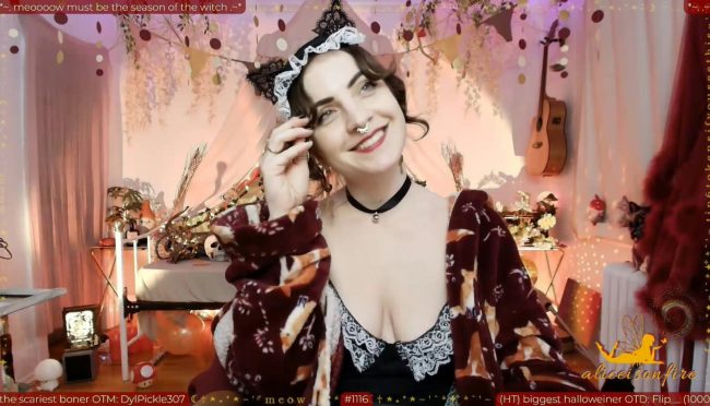 Kitty Maid Aliceisonfire Sweeps Her Way Through The Spooky Season